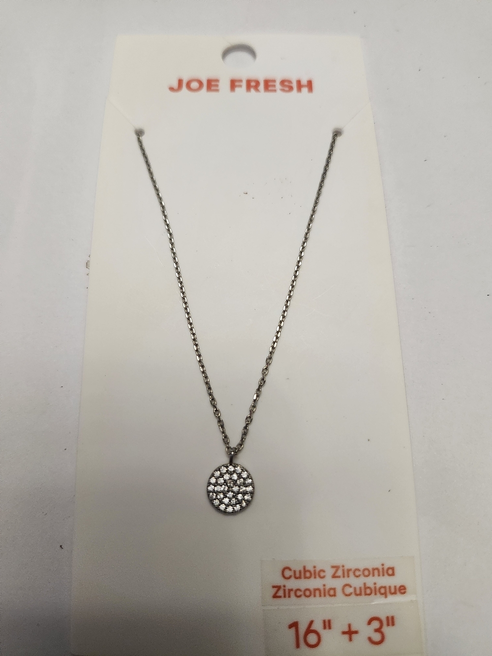 Joe Fresh Silver Round Pave Cubic Zirconia Pendant Necklace